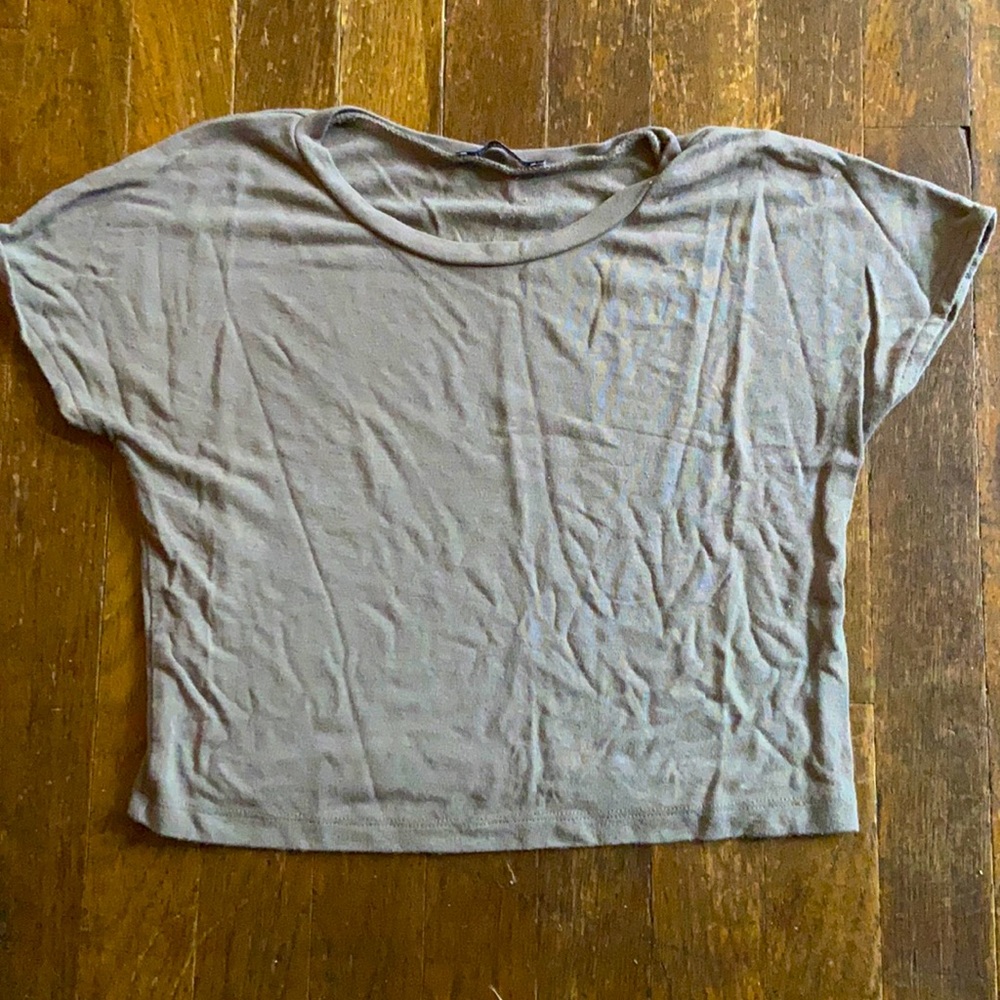 Light Brown Zara Trafaluc Crop Top Short Sleeve